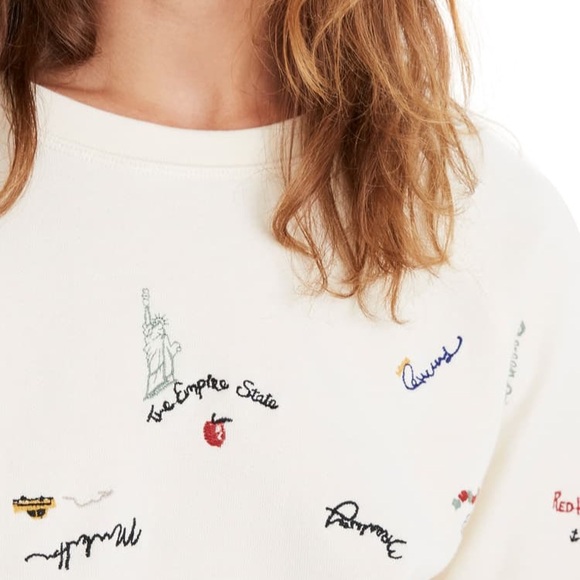 New Madewell Embroidered Shrunken Sweatshirt - Picture 5 of 7